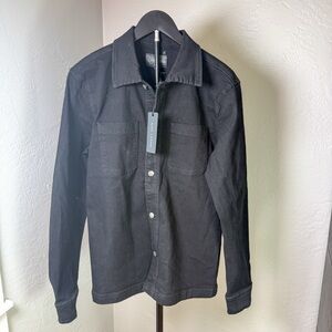 Slate & Stone Jet Black Denim Workwear Jacket Shirt Size S NWT